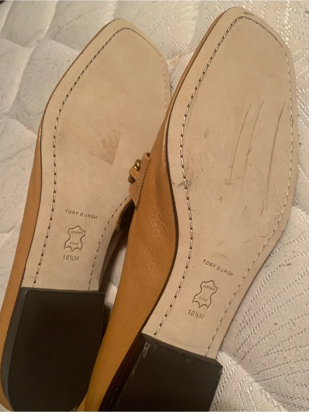 Tory Burch Chestnut Brown Leather Slip-On Loafers with Logo Hardware